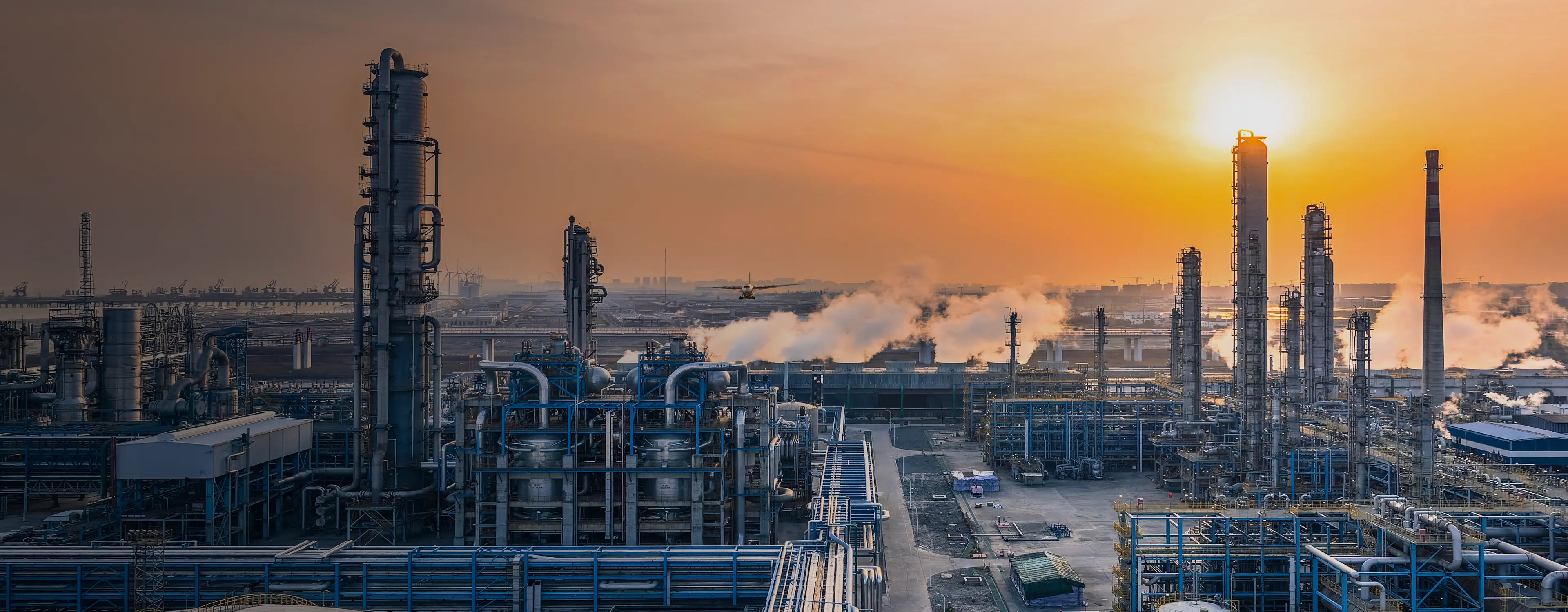 Industrial refinery at sunrise